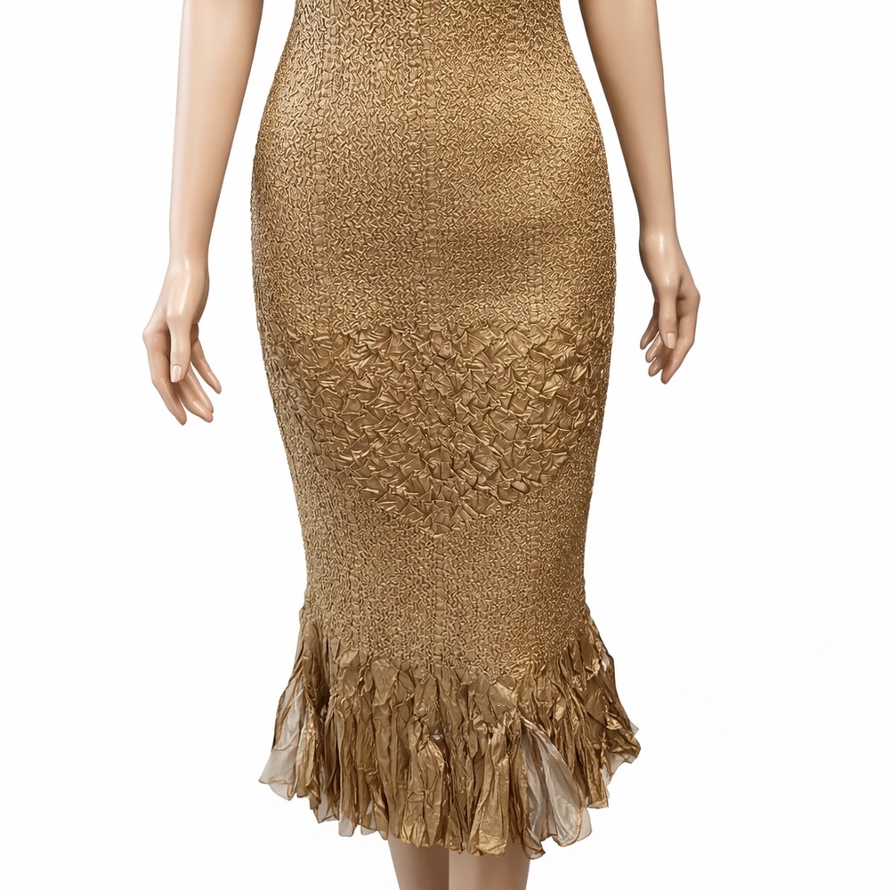 Gold Textured Midi Dress